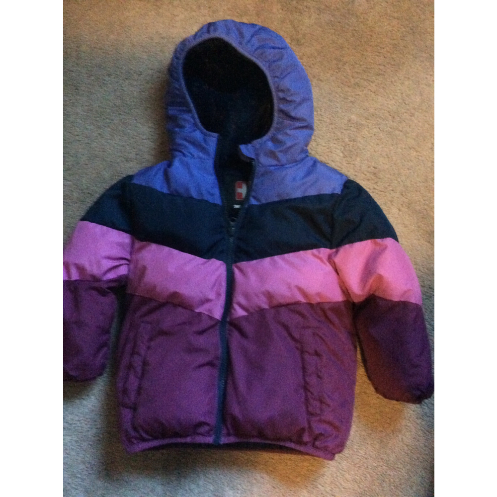 Toddler Swiss Tech Purple Pink Black Color Block Puffer Jacket 4T
